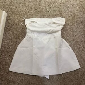 White Strapless Graduation Dress
